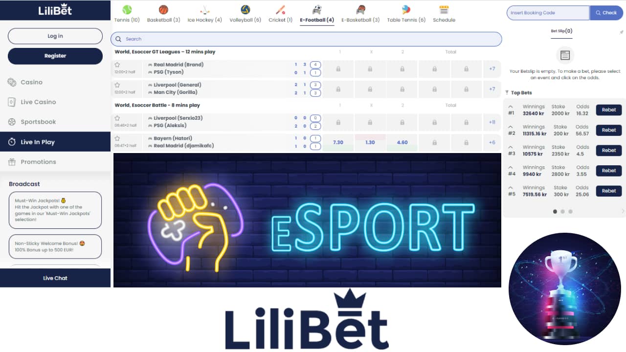 eSports betting at LiliBet sportsbook